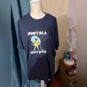 Navy Graphic Tee with Bold Print 50 inch armpit to armpit